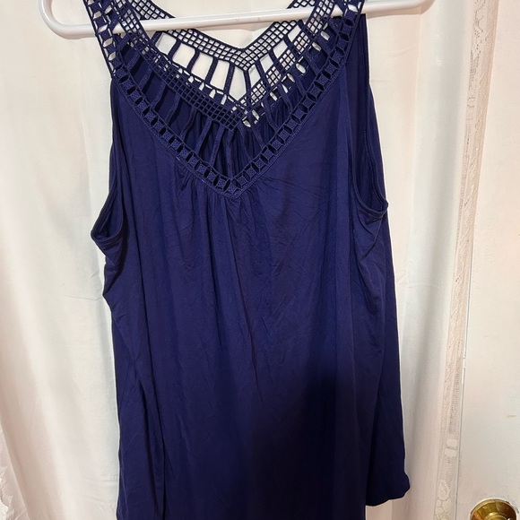 Elegant sleeveless Top - royal blue- lace neckline xxl- - new or like new - Picture 10 of 10